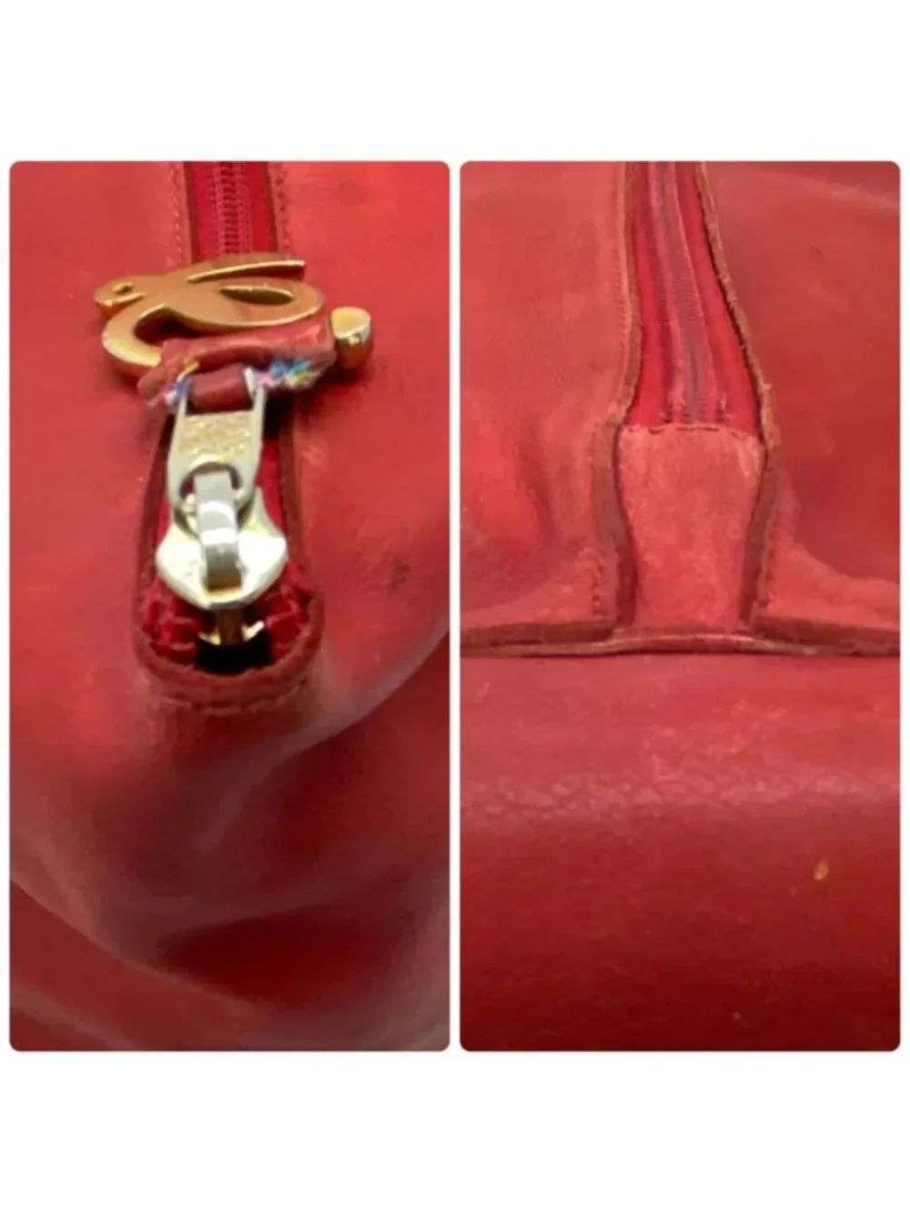 Loewe Shoulder Bag Anagram Leather Red Backpack Travel - Picture 5 of 15